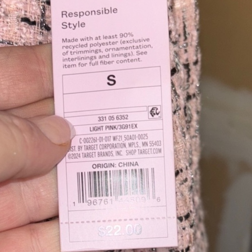 Brand New/Never worn Pink Tweed Blazer with & Crystal Accents buttons - Picture 17 of 17